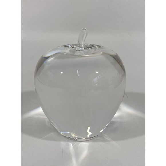 Signed STEUBEN Crystal Temptation Apple  Paperweight Sculpture Mint Condition - Picture 1 of 13